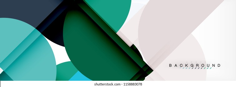 Fondo abstracto geométrico y circular moderno, ilustración vectorial