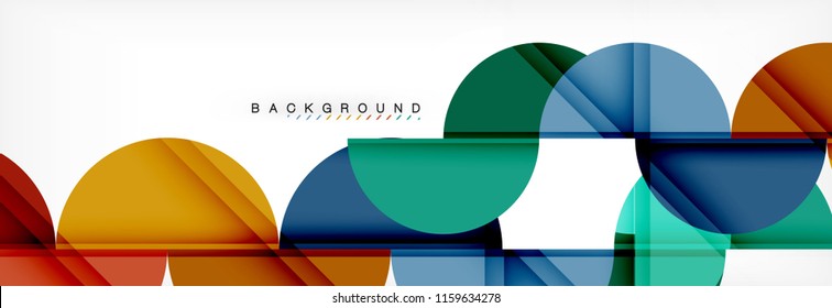 Fondo abstracto geométrico y circular moderno, ilustración vectorial