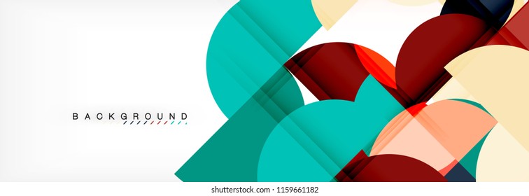 Fondo abstracto geométrico y circular moderno, ilustración vectorial