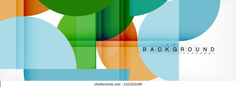 Fondo abstracto geométrico y circular moderno, ilustración vectorial