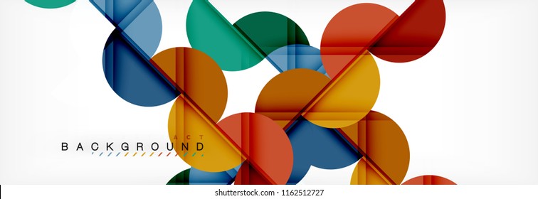 Fondo abstracto geométrico y circular moderno, ilustración vectorial
