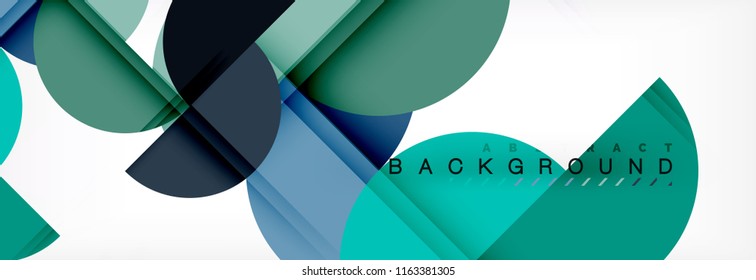 Fondo abstracto geométrico y circular moderno, ilustración vectorial