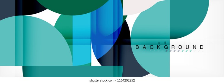 Fondo abstracto geométrico y circular moderno, ilustración vectorial