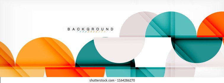 Fondo abstracto geométrico y circular moderno, ilustración vectorial