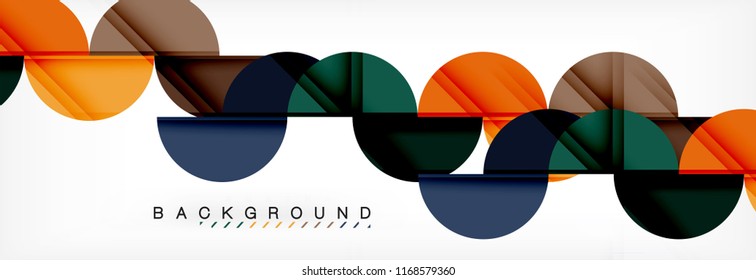 Fondo abstracto geométrico y circular moderno, ilustración vectorial