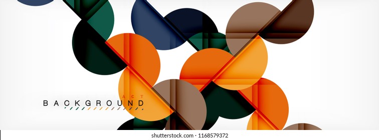 Fondo abstracto geométrico y circular moderno, ilustración vectorial