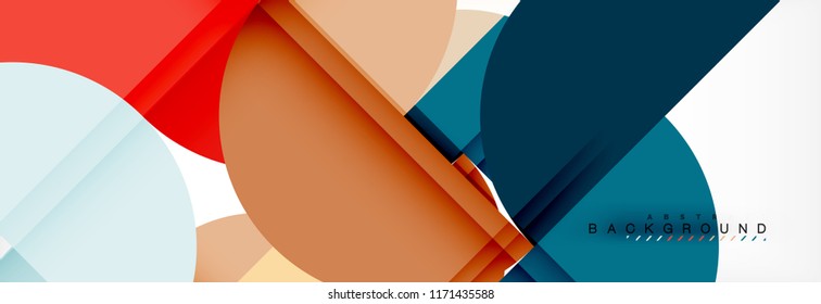 Fondo abstracto geométrico y circular moderno, ilustración vectorial