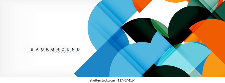 Fondo abstracto geométrico y circular moderno, ilustración vectorial