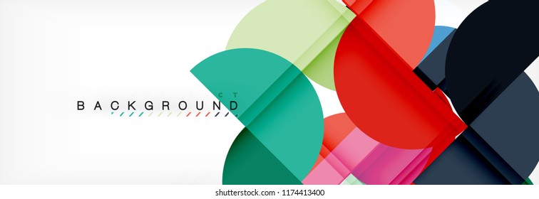 Fondo abstracto geométrico y circular moderno, ilustración vectorial