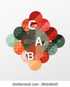 Antecedentes infográficos de geometría moderna en círculo. Fondo de plantilla de vector para diseño de flujo de trabajo, diagrama, opciones de número o diseño web