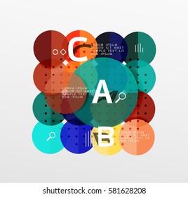 Antecedentes infográficos de geometría moderna en círculo. Fondo de plantilla de vector para diseño de flujo de trabajo, diagrama, opciones de número o diseño web