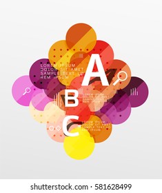 Antecedentes infográficos de geometría moderna en círculo. Fondo de plantilla de vector para diseño de flujo de trabajo, diagrama, opciones de número o diseño web