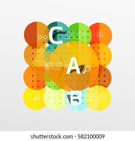 Antecedentes infográficos de geometría moderna en círculo. Fondo de plantilla de vector para diseño de flujo de trabajo, diagrama, opciones de número o diseño web