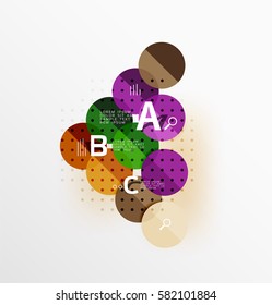Antecedentes infográficos de geometría moderna en círculo. Fondo de plantilla de vector para diseño de flujo de trabajo, diagrama, opciones de número o diseño web