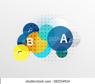 Antecedentes infográficos de geometría moderna en círculo. Fondo de plantilla de vector para diseño de flujo de trabajo, diagrama, opciones de número o diseño web