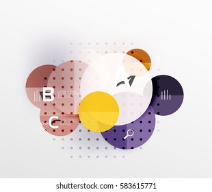 Antecedentes infográficos de geometría moderna en círculo. Fondo de plantilla de vector para diseño de flujo de trabajo, diagrama, opciones de número o diseño web