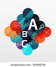 Antecedentes infográficos de geometría moderna en círculo. Fondo de plantilla de vector para diseño de flujo de trabajo, diagrama, opciones de número o diseño web