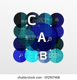 Antecedentes infográficos de geometría moderna en círculo. Fondo de plantilla de vector para diseño de flujo de trabajo, diagrama, opciones de número o diseño web
