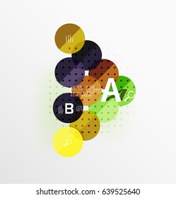 Antecedentes infográficos de geometría moderna en círculo. Fondo de plantilla de vector para diseño de flujo de trabajo, diagrama, opciones de número o diseño web