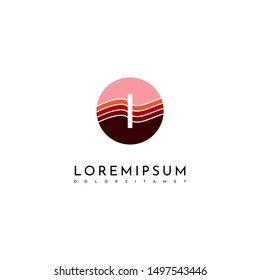 circle modern logo letter i technology symbol in red warm colors design concept