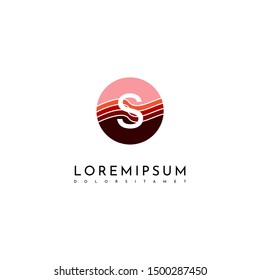 circle modern S logo letter technology symbol in red warm colors design concept
