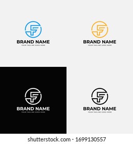 Circle Modern Trendy Initial F letter logo and symbols template vector icons design. Abstract minimalist corporate business letter f logo design. Line art style logo design.