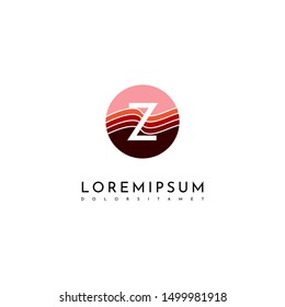 circle modern Z logo letter technology symbol in red warm colors design concept
