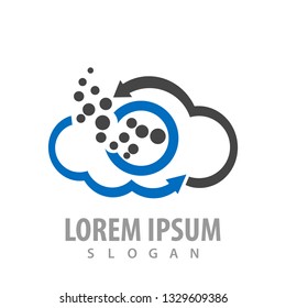 Circle molecule cloud arrow logo concept design. Symbol graphic template element 