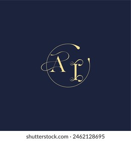círculo monograma diseño para la boda AI carta de oro de lujo