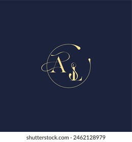 Diseño del monograma del círculo para la letra de oro de lujo de la boda AL