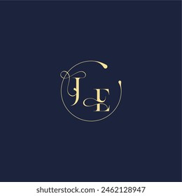 circle monogram design for wedding JE luxury gold letter