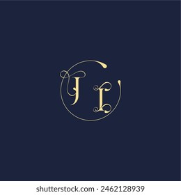 Kreis-Monogramm-Design für Hochzeit JI Luxus-Gold-Buchstabe
