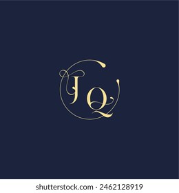 circle monogram design for wedding JQ luxury gold letter