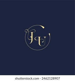circle monogram design for wedding JU luxury gold letter