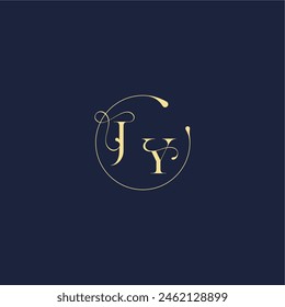 Diseño del monograma del círculo para la letra de oro de lujo de la boda JY