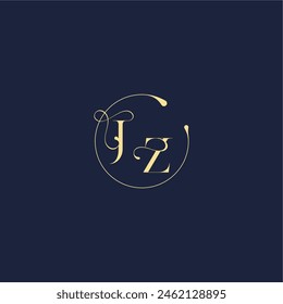 Kreis-Monogramm-Design für Hochzeit JZ Luxus-Gold-Buchstabe