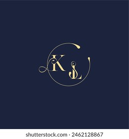 Kreis-Monogramm-Design für Hochzeit KL Luxus-Gold-Buchstabe