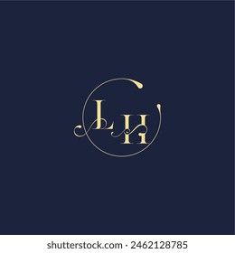 Diseño del monograma del círculo para la letra de oro de lujo de la boda LH