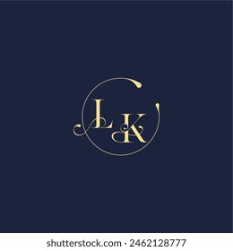 circle monogram design for wedding LK luxury gold letter