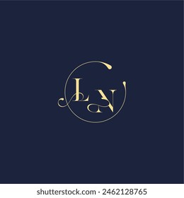 circle monogram design for wedding LN luxury gold letter