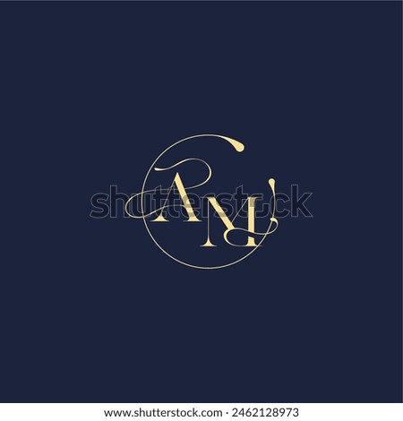 circle monogram design for wedding AM luxury gold letter