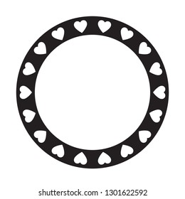 Circle monogram frame with hearts