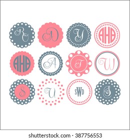 Circle monogram frames, cutting file, Vector Clipart, Vinyl design