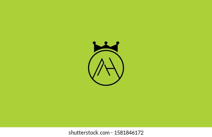 Circle monogram logo AH,HA,A and H with a crown 