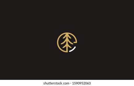 Circle monogram logo E with a Tree inside it 
