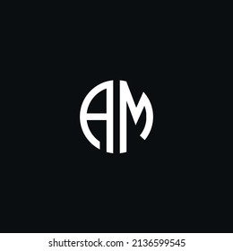 Circle monogram logo icon letter AM