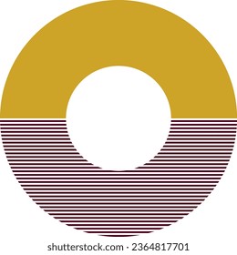 Kreis, Mondlogo, Sonnenlogo, kreisförmiges Logo, gelb mit roten Linien