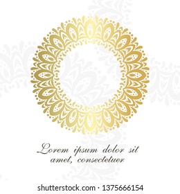 Circle motif. Elegant ornamental emblem on the white background. Vector illustration for event invitation, ceremony card or celebration banner.