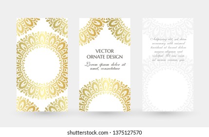 Circle motif. Elegant vertical flayers. Vector illustration for event invitation, ceremony card or celebration banner.