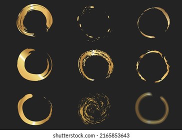 Circle motif set drawn with a golden brush